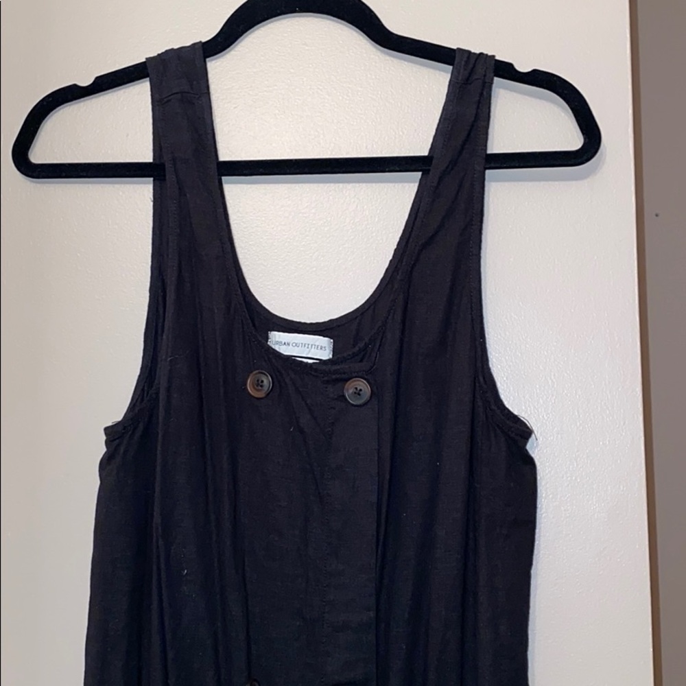 Black linen dress with buttons